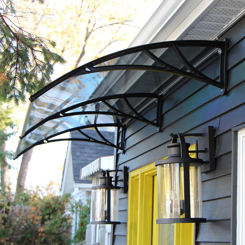 Auvent de porte standard en polycarbonate Onyx Series, H 16 po x l 60 po x P 48 po, Transparent/noir