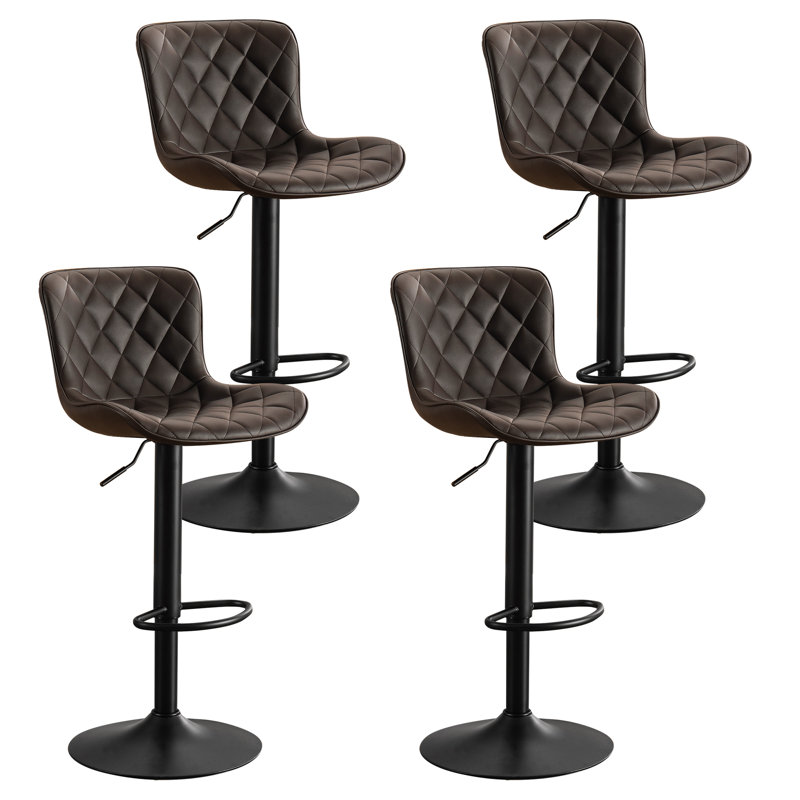 Tabourets de bar pivotants à hauteur réglable, tabourets de bar modernes en cuir, tabouret de comptoir rembourré, Brun