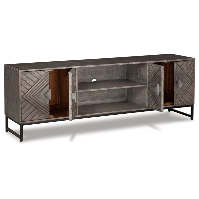 Treybrook Distressed Gray & Black Iron Accent Cabinet
