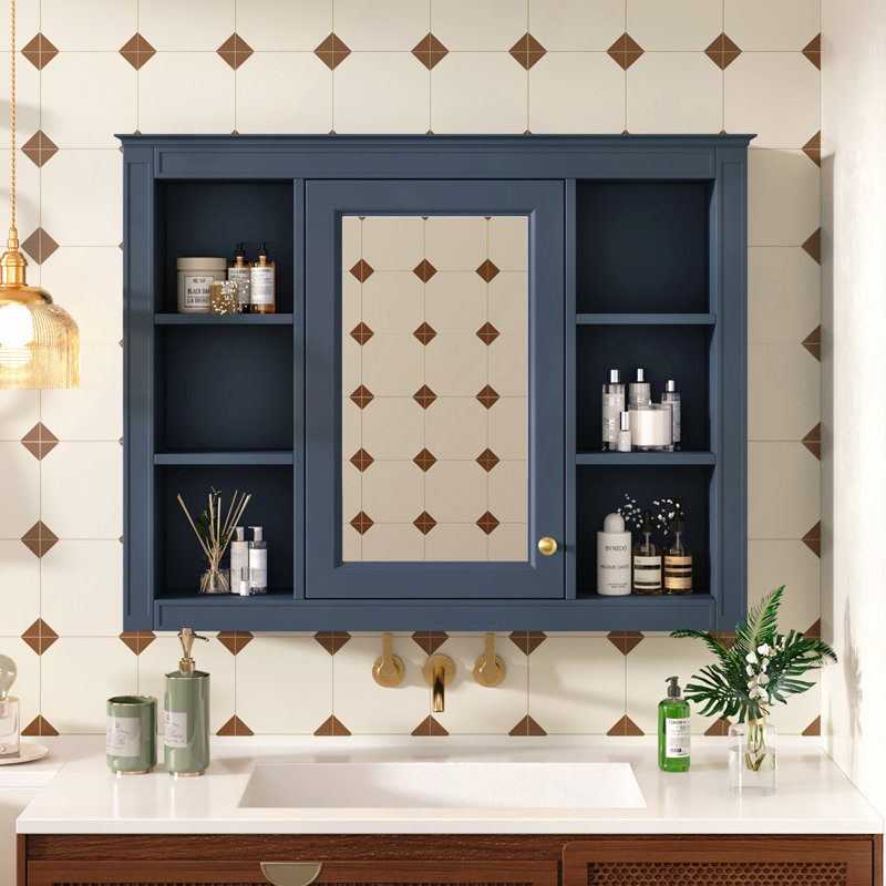Armoire de salle de bain murale moderne, armoire de salle de bain avec miroir, armoire à pharmacie avec barre à serviettes