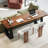 Nut-brown + Black Rectangular Solid Wood + Iron desk-1530224604