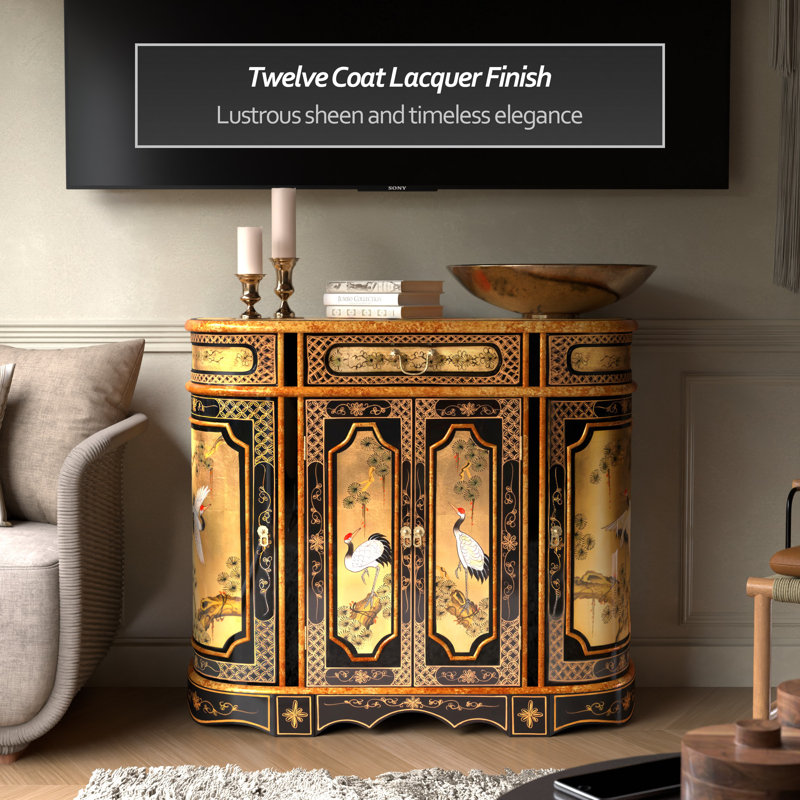 Gold Lacquer Cabinet - Cranes