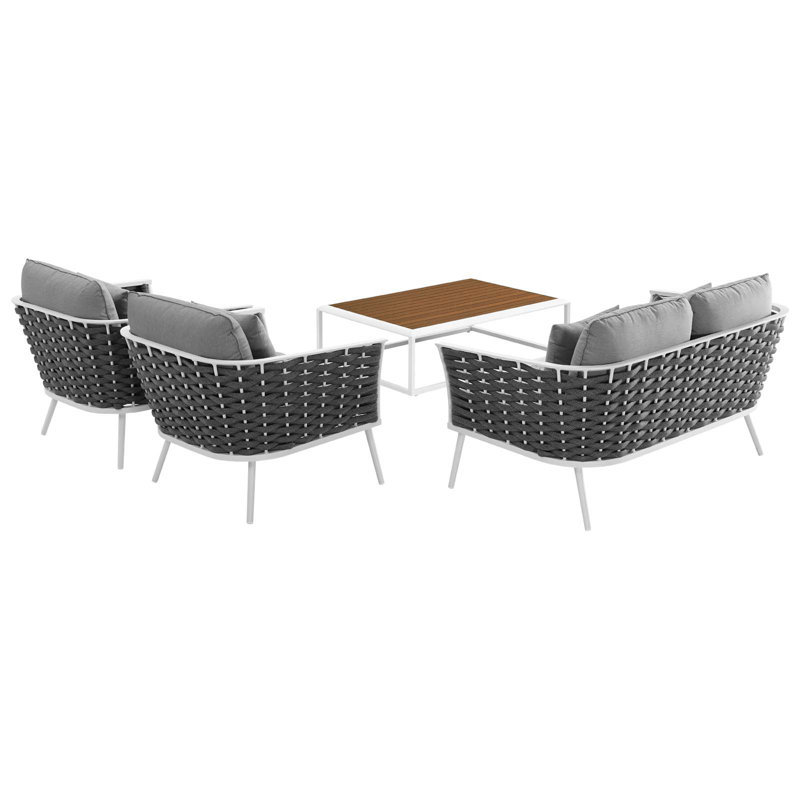 Ensemble de canapé modulaire d'extérieur en aluminium 4 pièces Stance, Gris
