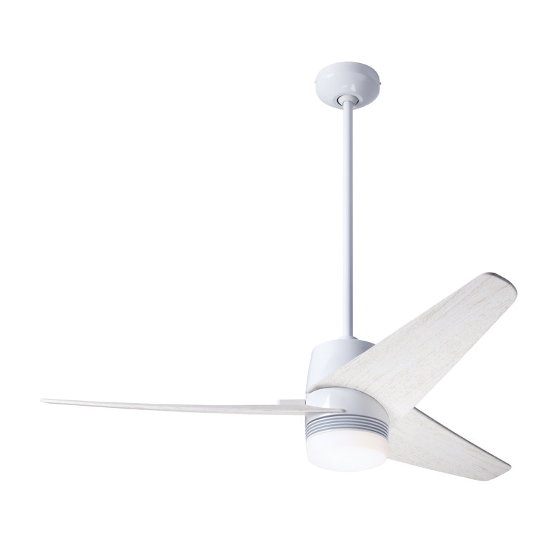 Velo 48'' Ceiling Fan with LED Lights, Wall/Remote Combo Controls, Whitewash, Gloss White
