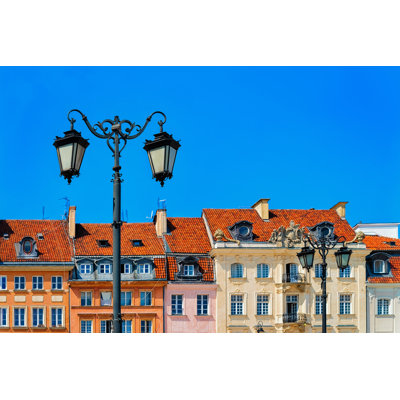 Street Lamps On Castle Square In Warsaw by RomanBabakin - Wrapped Canvas Print