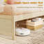 Lit plateforme double en bois avec 2 tiroirs de rangement roulants-545534919