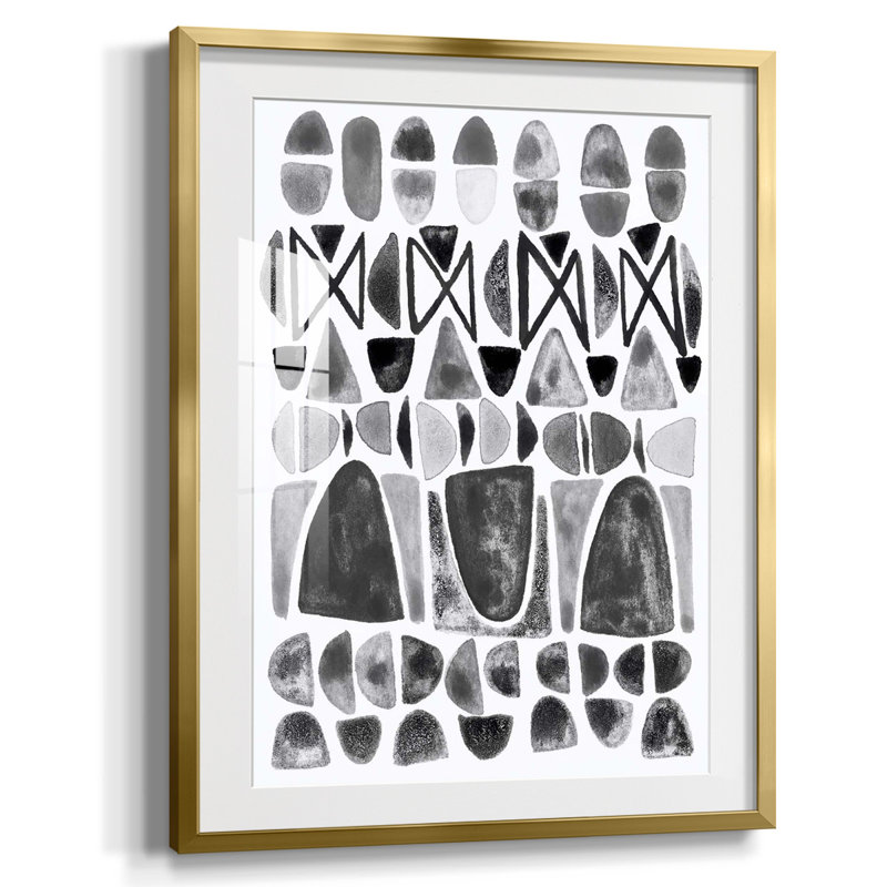 Grey Arches III - Picture Frame Print, Gold Framed Canvas, White, 20" H x 16" W