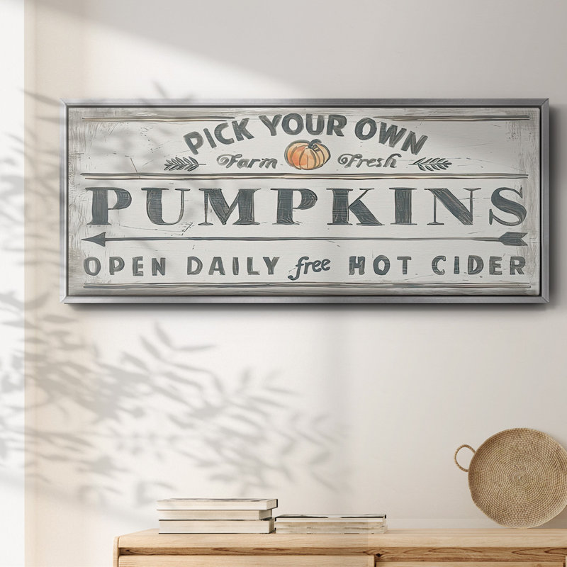 Pumpkin Patch I- Framed Canvas, 8" H x 20" W