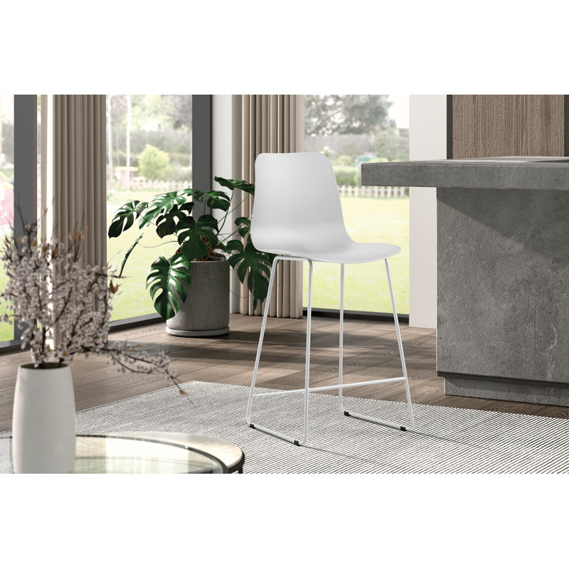 Briyan Counter Stool with Metal Frame, White