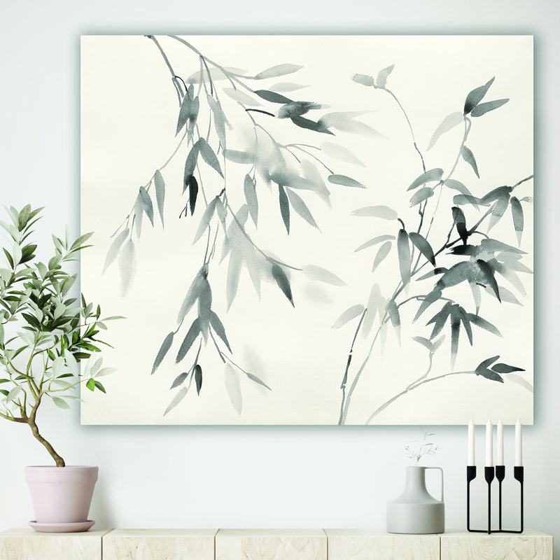«Bamboo Leaves II», reproduction d'art sur toile tendue, H 16 po x l 32 po x p 1 po