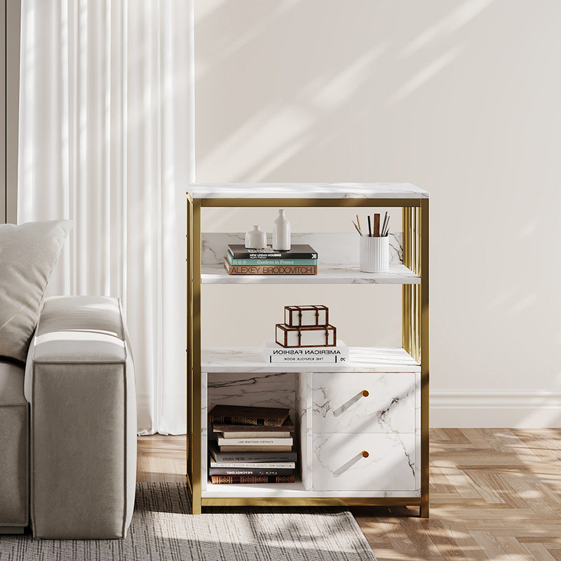 Eden Common Luxury White Sideboard Bookshelf with