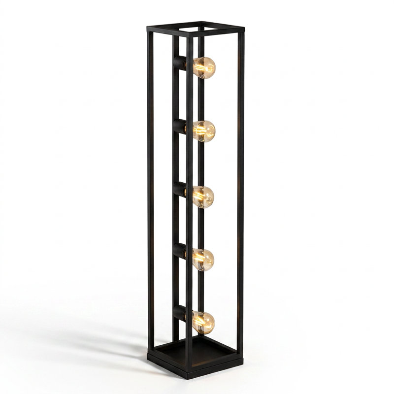 5-Light Meridian Black Contemporary Geometric Floor Lamp
