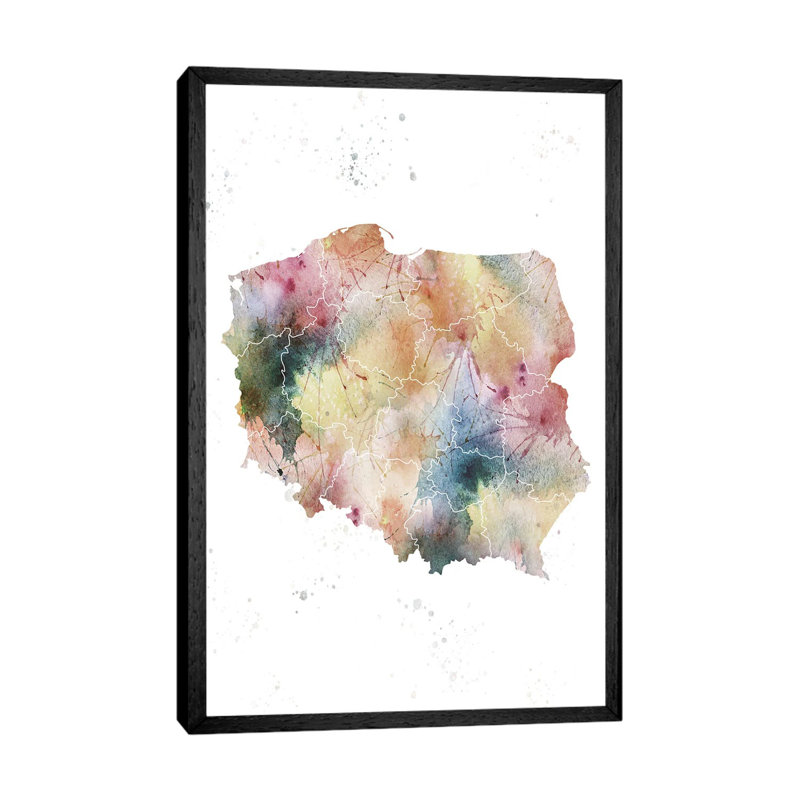 Poland Nature Watercolor by WallDecorAddict - Floater Frame Gallery-Wrapped Canvas Giclée on Canvas, 66.04 cm H x 45.72 cm W