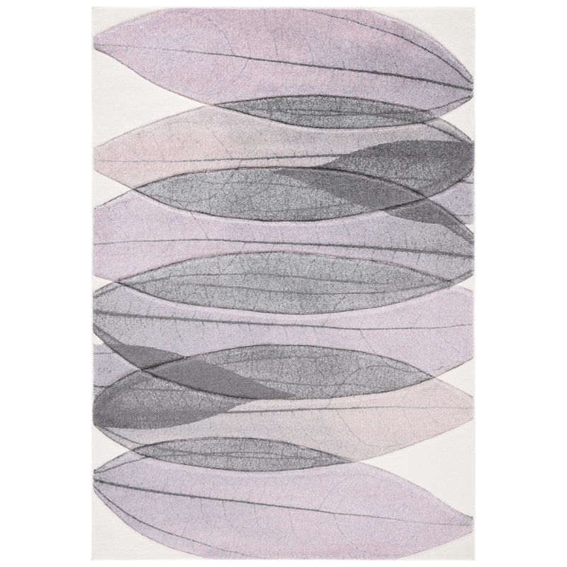 Tapis floral Jeromie Performance, Mauve / noir / gris, Rectangle 9 pi x 12 pi