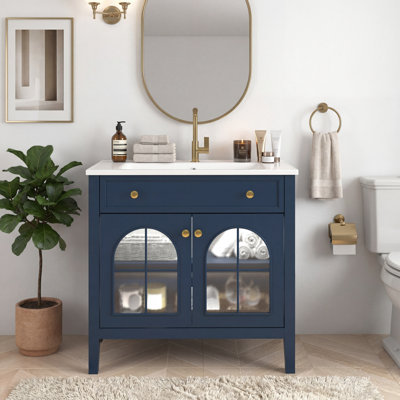 Meuble-lavabo de salle de bain 35,6 po Mid-Century