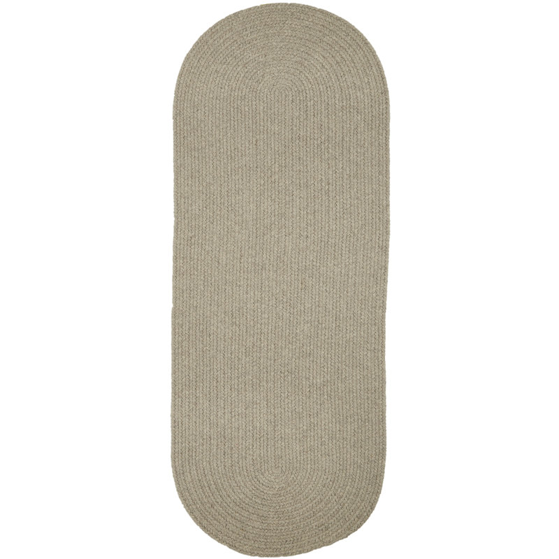 Tapis gris clair en laine tressée à la main Smyth, Tapis de couloir 2 pi x 8 pi