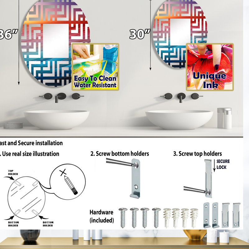 Sunset Beach Horizon Hue I - Miroir décoratif labyrinthe | Ovale, 29,5 po x 19,6 po