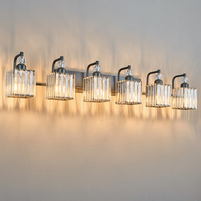 Éclairage pour meuble-lavabo à intensité variable Adoniram, Noir, Six lumières