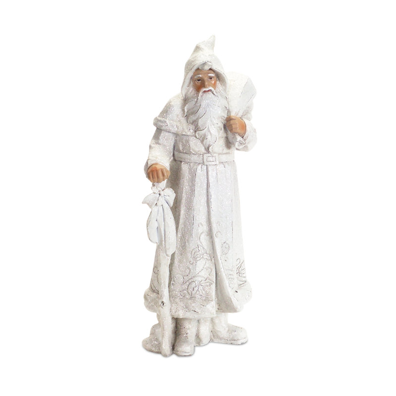 Figurine de père Noël blanc enneigé (ensemble de 3)