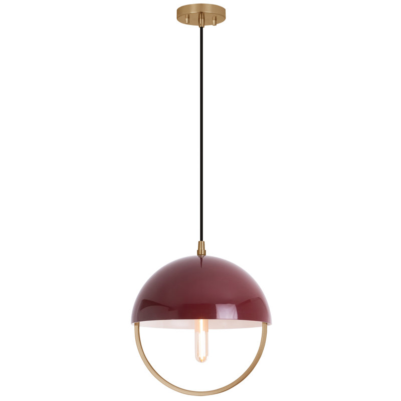 Luminaire suspendu géométrique 1 lumière Mavisten Edition Copernica, Sang de bœuf peint, Laque laiton poli
