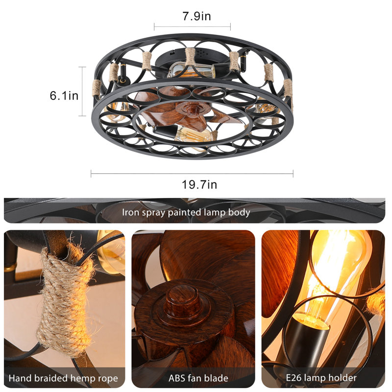 Stylish Comfort, Year-Round Savings: Low-Profile Farmhouse Ceiling Fan With Remote & 5 LED Bulbs