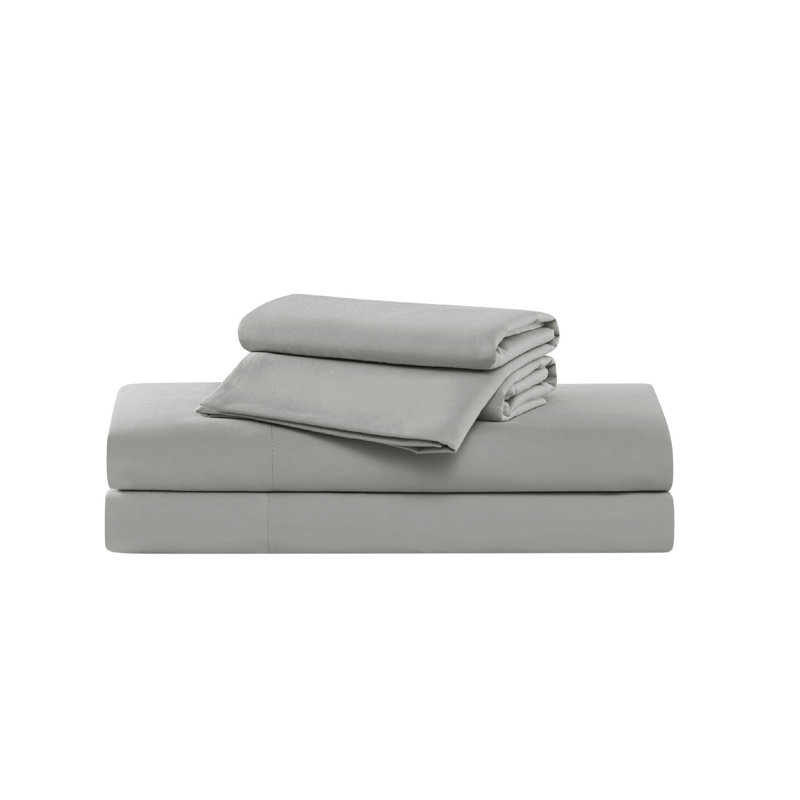 Truly Soft Solid Split Sheet Set, Full Sheet Set with 4 Pillowcases, Gray
