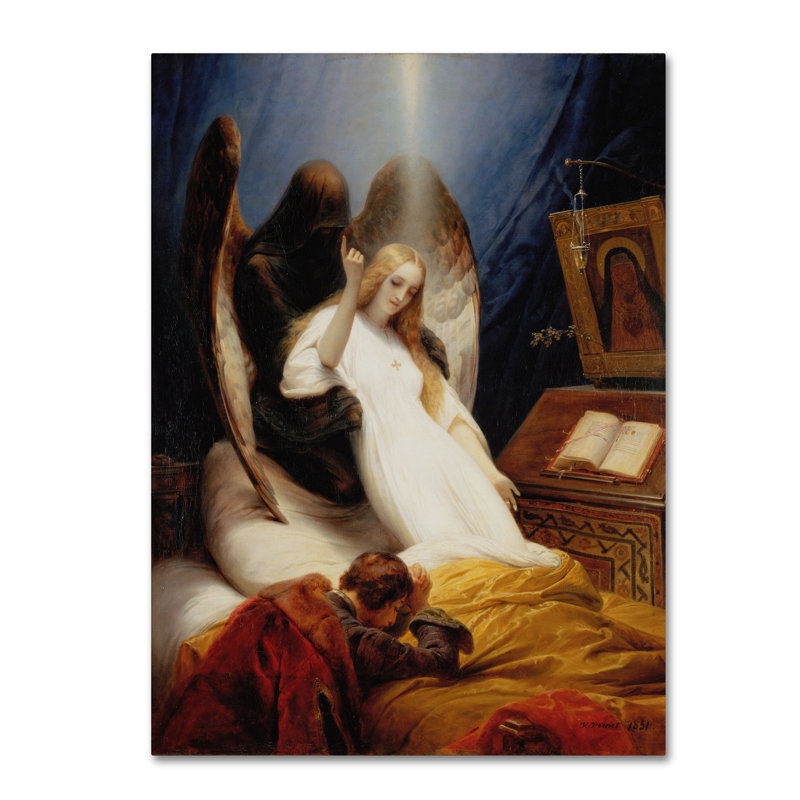 « ange of deces », reproduction sur toile tendue, H 19 po x l 14 po