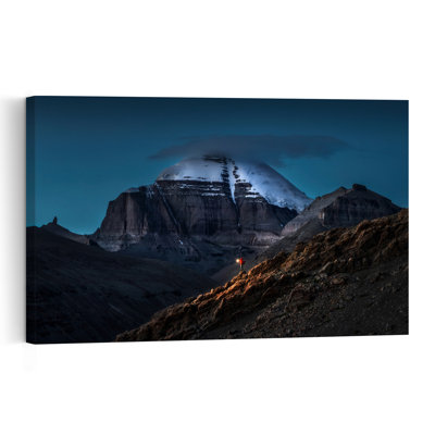 Night Mountain Journey Dramatic Serene Abstract Landscape Mountain Wall Art Print