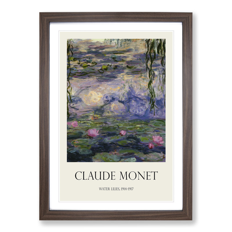 Water Lilies Lily Pond Vol.11 by Claude Monet - Picture Frame Art Prints, 48cm H x 36cm W x 2cm D, Walnut Framed