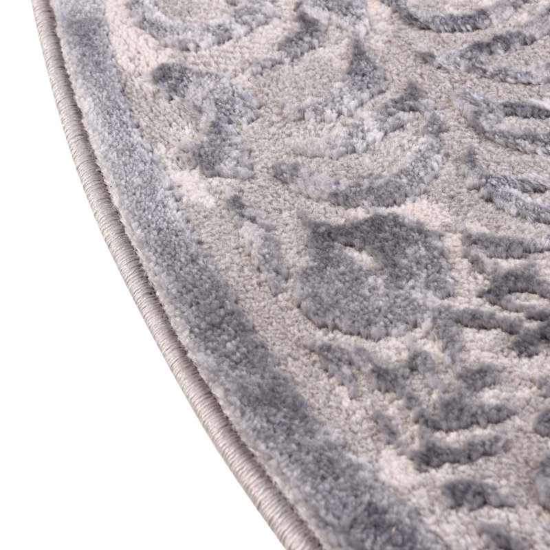 Tapis gris à motif abstrait Alissa, Ovale 4 pi x 6 pi