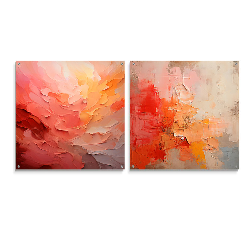 Gradient Grace Artistry - ensemble de 2 verres muraux en acrylique arc-en-ciel, H 16 po x l 33 po