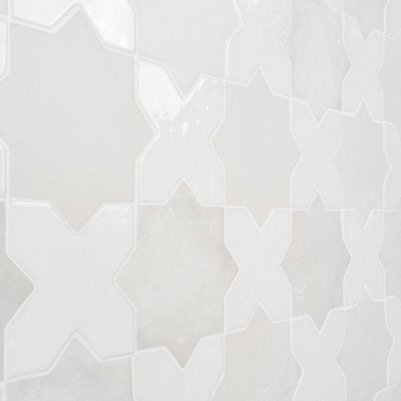 Souk Star-Crossed 6.1" x 11.9" Terracotta Look Porcelain Floor & Wall Tile (8.26 Sq. Ft. / Case), White and Polished White