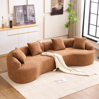 Chenille orange modulaire l 30 po à haute densité de 110 po, 4 sièges, dossier coussiné, accoudoirs évasés, conception américaine, sans assemblage pour couchette principale, décontracté, facile à déplacer