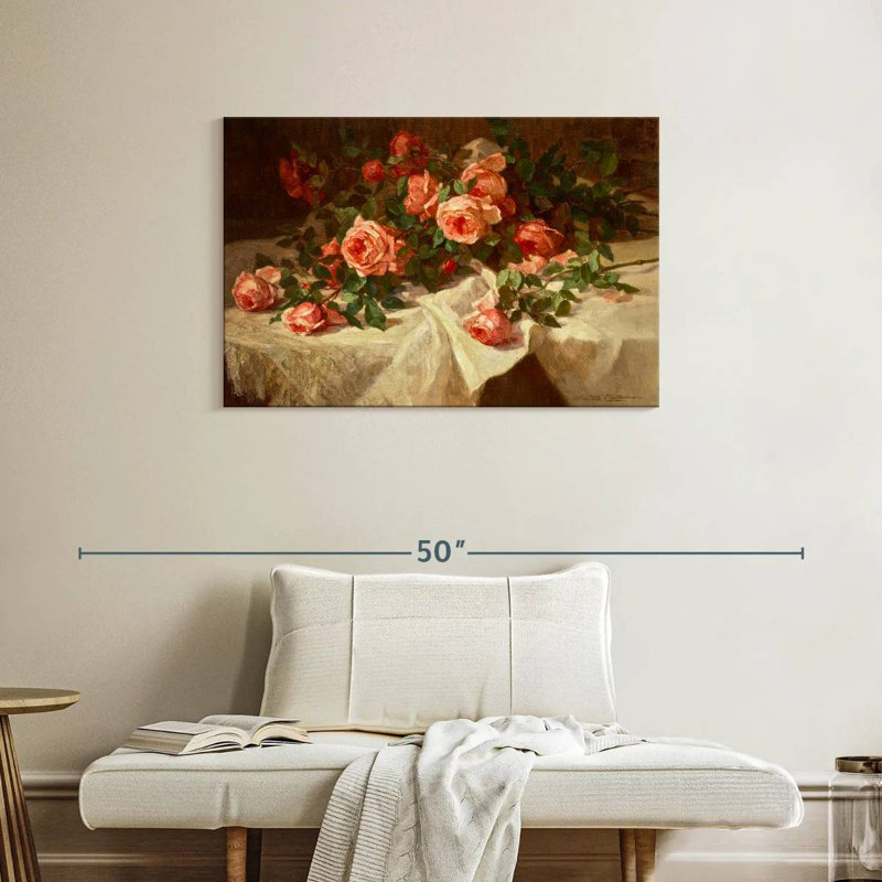 Harnek roses rouges sur dentelle blanche, H 24 po x l 36 po