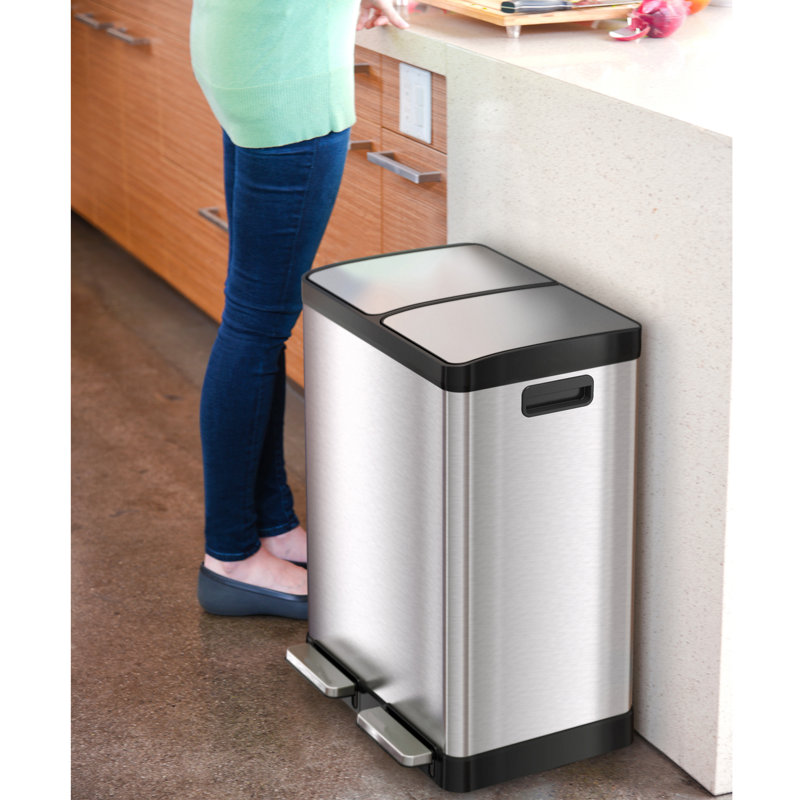16 Gallon Stainless Steel Dual Step Kitchen Trash Can