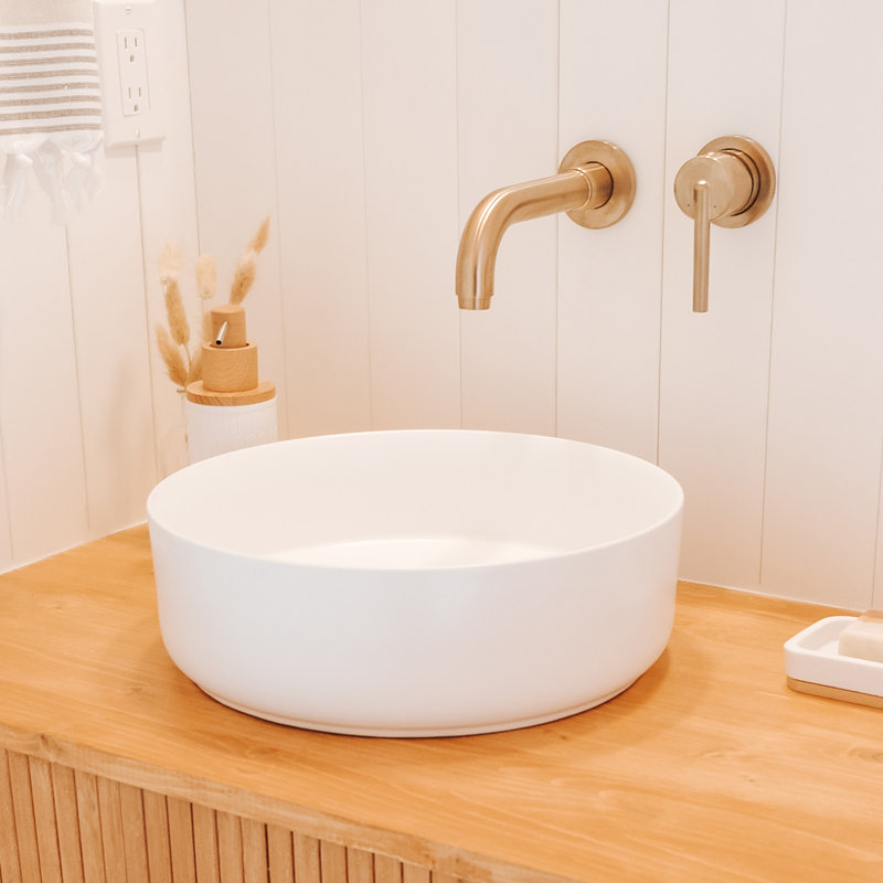 Lavabo de salle de bain vasque circulaire en céramique AGUA Canada Frido, Blanc mat