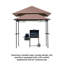 Pavillon de barbecue à double toit, auvent extérieur avec grille en métal, brun