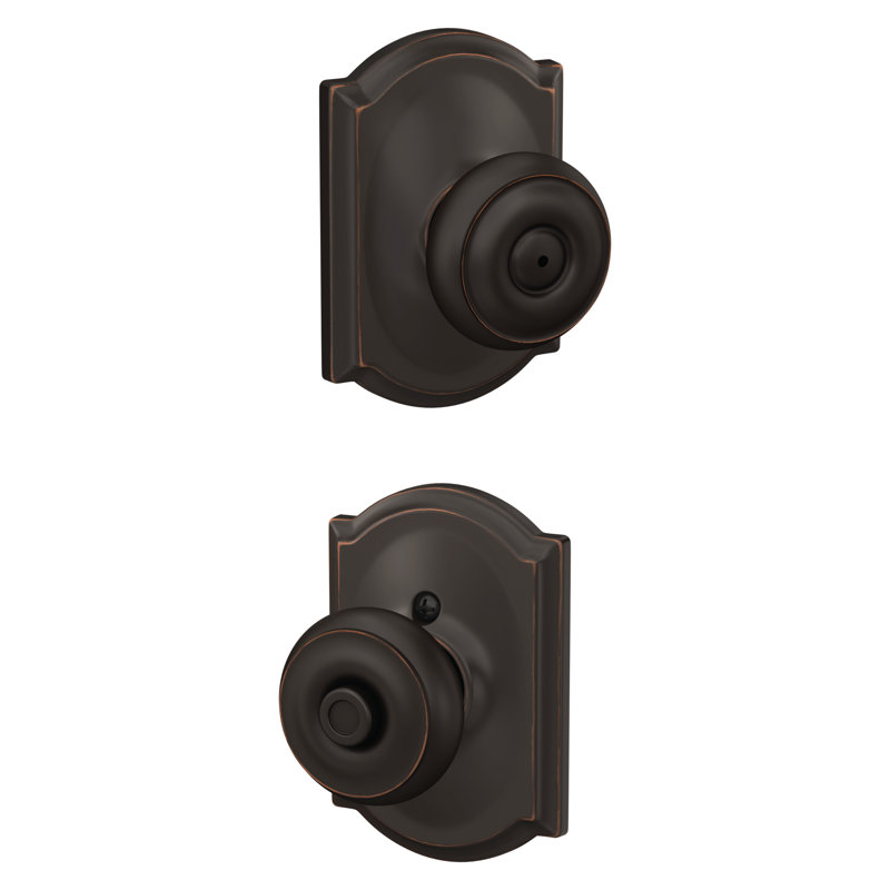 Georgian Privacy Knob with Camelot Trim, Aged Bronze