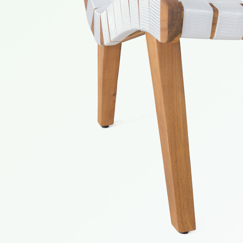 Patio Lounge Chairs set of 2 with sturdy legs, Naturel, Blanc