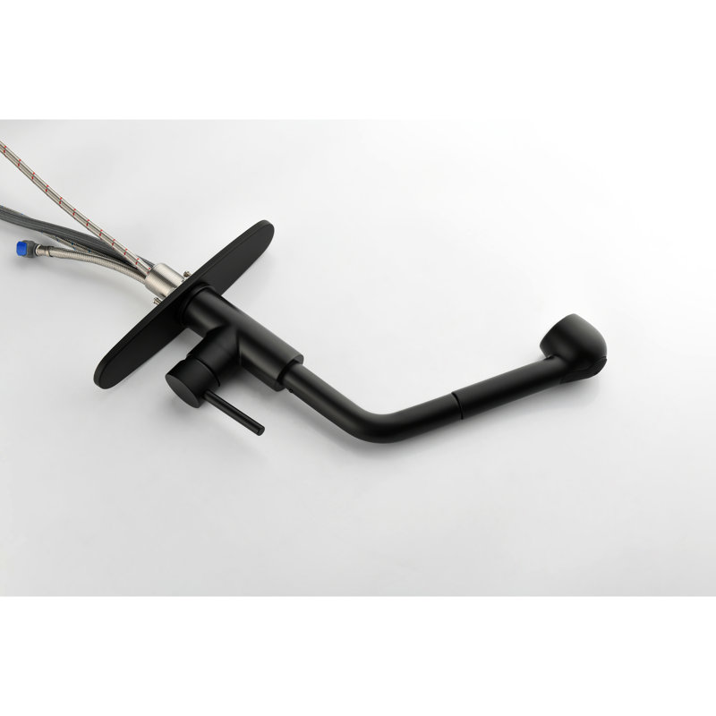 Matte Black Kitchen Sink Faucet With Pull Down Spray Head, Single Handle 360 Rotatable High Spout. Corrosion And Rust Coating For Prolonged Use. Control Water Temperature Flow Easily One Handle.
