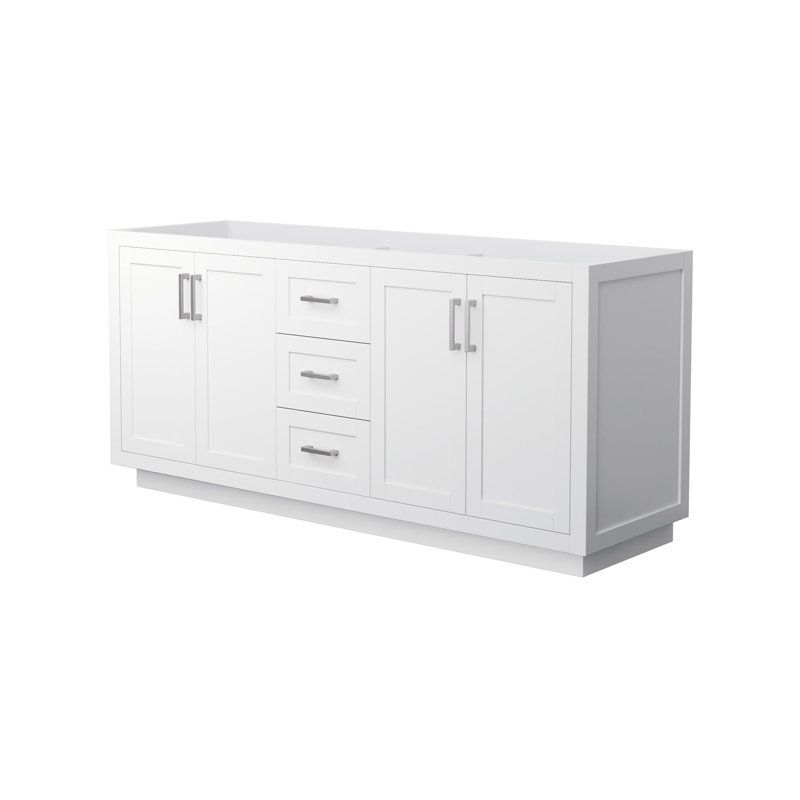 Miranda 72" White Double Freestanding Vanity with Brushed Nickel Hardware