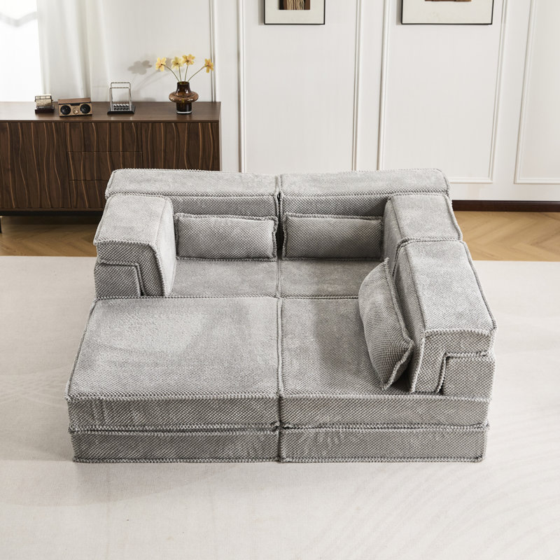 Canapé d'angle compressif en tissu polaire circulaire, lit 3 places, convertible pour différentes situations, design, nombre de places, idéal pour la lecture