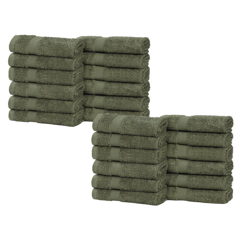 Ensemble de 24 débarbouillettes en coton léger à séchage rapide, Vert, Gant de toilette - paquet de 24