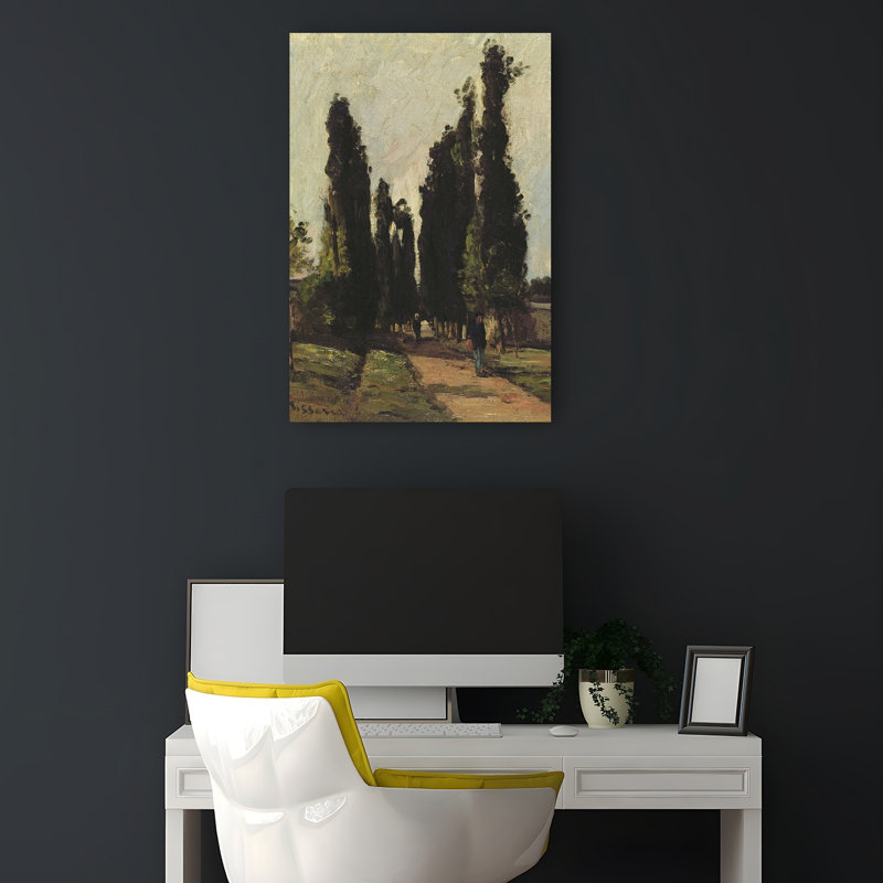 Road To Corots Studio Peaceful Serene Tranquil Tree Wall Art Print by Camille Pissarro - Wrapped Canvas Print
