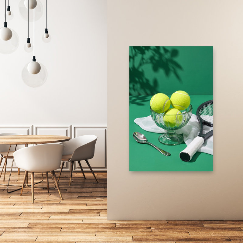 «Green Tennis Still Life Vibrant Abstract Contemporary Summer Landscape», reproduction d'art mural, H 48 po x l 32 po