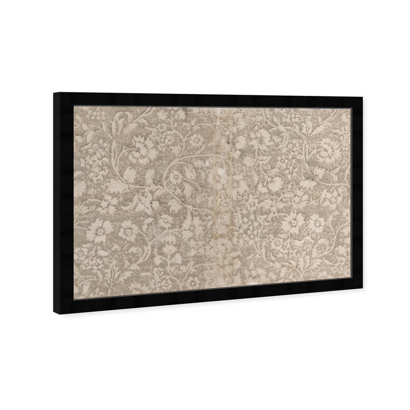 Aesthetic Beige Floral Pattern Canvas by  - Picture Frame Print, Noir, H 22 po x l 32 po
