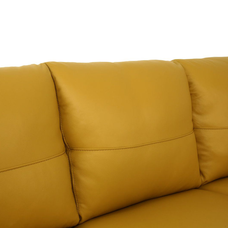 Canapé 3 places en cuir, Cuir véritable jaune