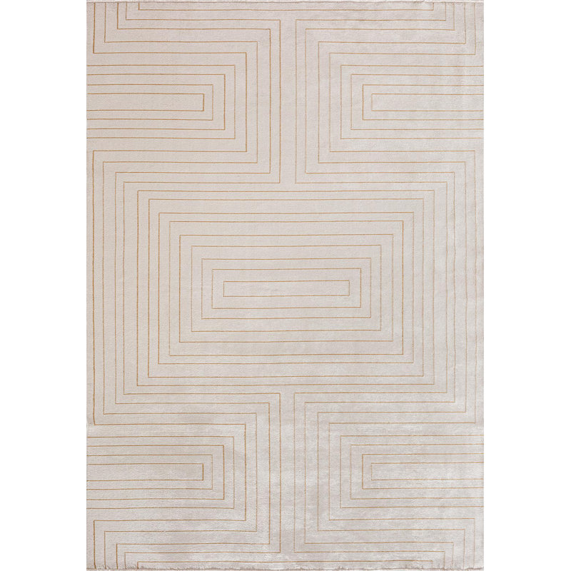 Tapis contemporain à lignes géométriques carrées, Carré 9 pi