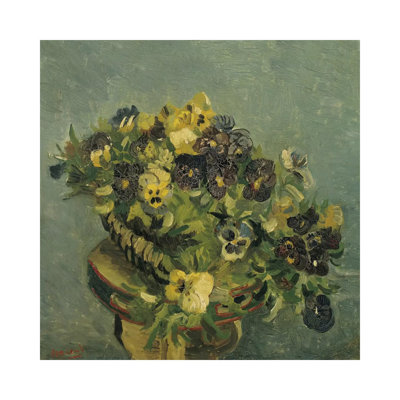 Basket Of Pansies On A Small Table by Vincent Van Gogh - Wrapped Canvas Painting