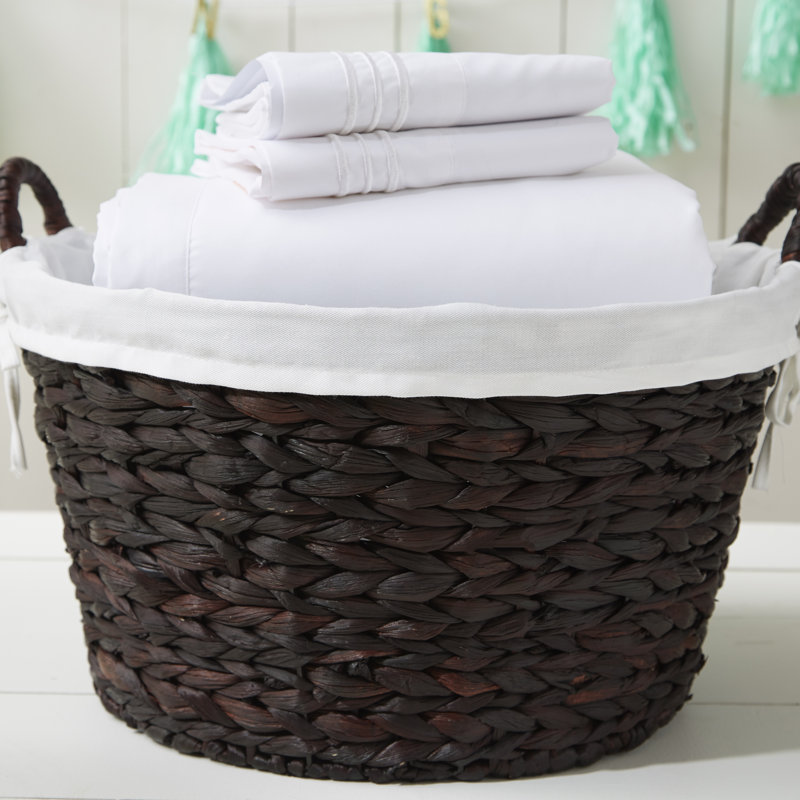 Round Laundry Basket Natural, Rich Burnished Brown